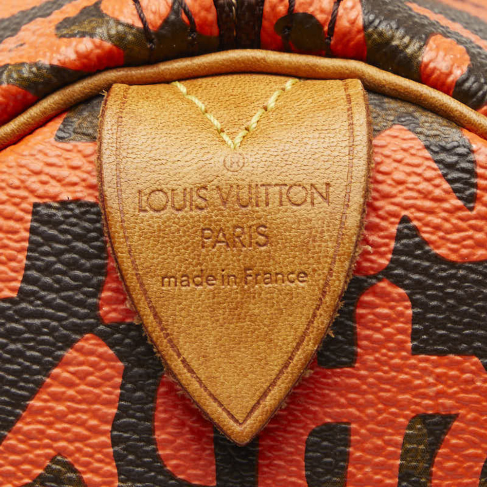 Louis Vuitton Monogram Graffiti Speedy Boston Bag Handbag Orange Brown Leather - Picture 10 of 10